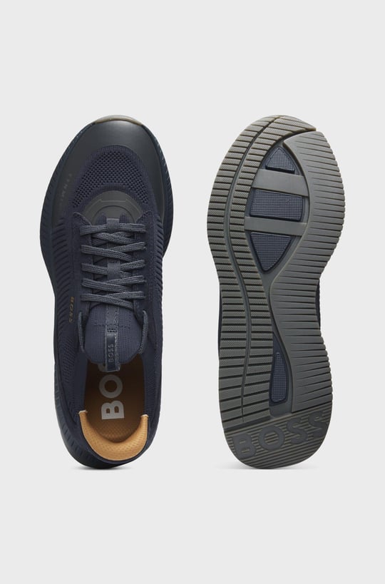 BOSS  BOSS Erkek Marka Logolu Bağcıklı Kaydırmaz Tabanlı Günlük Lacivert1 Sneaker 50523113-475
