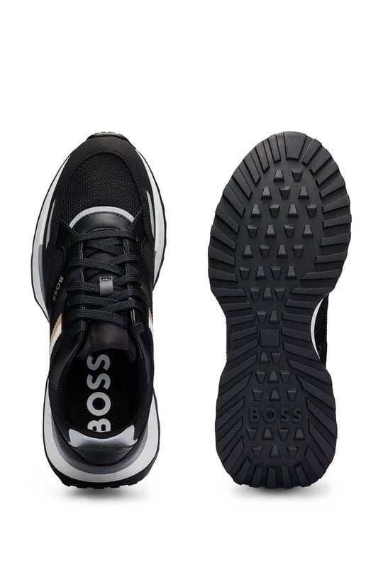 BOSS BOSS Erkek Marka Logolu Bağcıklı Kaydırmaz Tabanlı Günlük Siyah Sneaker 50498280-001