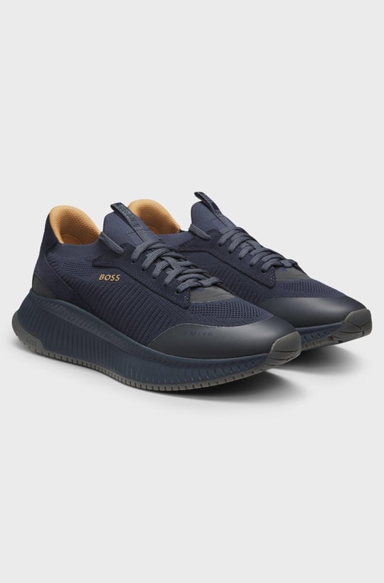BOSS  BOSS Erkek Marka Logolu Bağcıklı Kaydırmaz Tabanlı Günlük Lacivert1 Sneaker 50523113-475