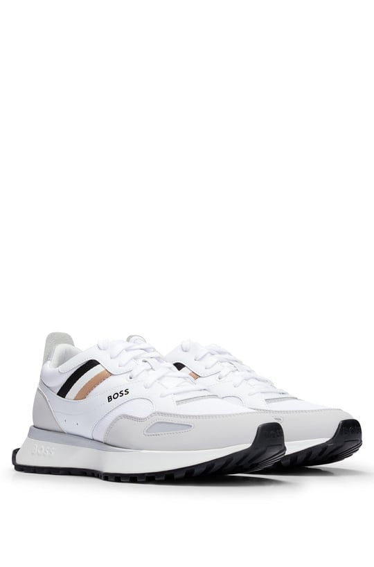 BOSS BOSS Erkek Marka Logolu Bağcıklı Kaydırmaz Tabanlı Günlük Beyaz Sneaker 50498280-100