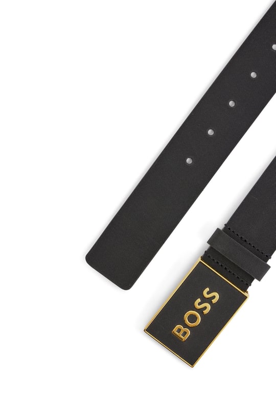 BOSS BOSS Erkek Marka Logolu Deri Günlük Kullanım Siyah2 Kemer 50471333-002