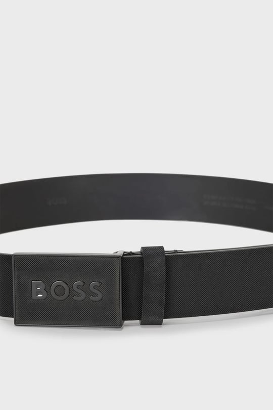 BOSS  BOSS Erkek Marka Logolu Deri Günlük Kullanım Siyah Kemer 50471333-001
