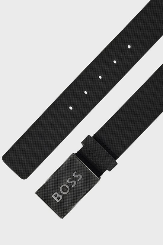 BOSS  BOSS Erkek Marka Logolu Deri Günlük Kullanım Siyah Kemer 50471333-001