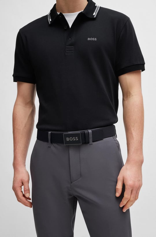 BOSS BOSS Erkek Marka Logolu Deri Günlük Kullanım Siyah-Gümüş Kemer 50471333-004