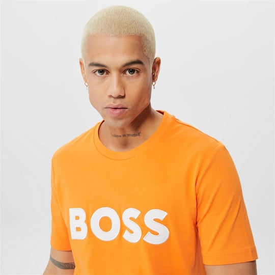 BOSS BOSS Erkek Marka Logolu Kısa Kol Yuvarlak Yaka Turuncu T-Shirt 50486200-815