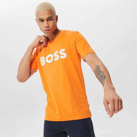 BOSS BOSS Erkek Marka Logolu Kısa Kol Yuvarlak Yaka Turuncu T-Shirt 50486200-815