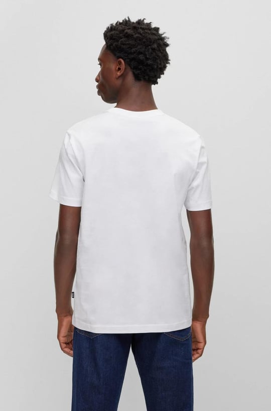 BOSS BOSS Erkek Marka Logolu Yavarlak Yakalı Pamuklu Günlük Kullanım Beyaz T-Shirt 50489581-100
