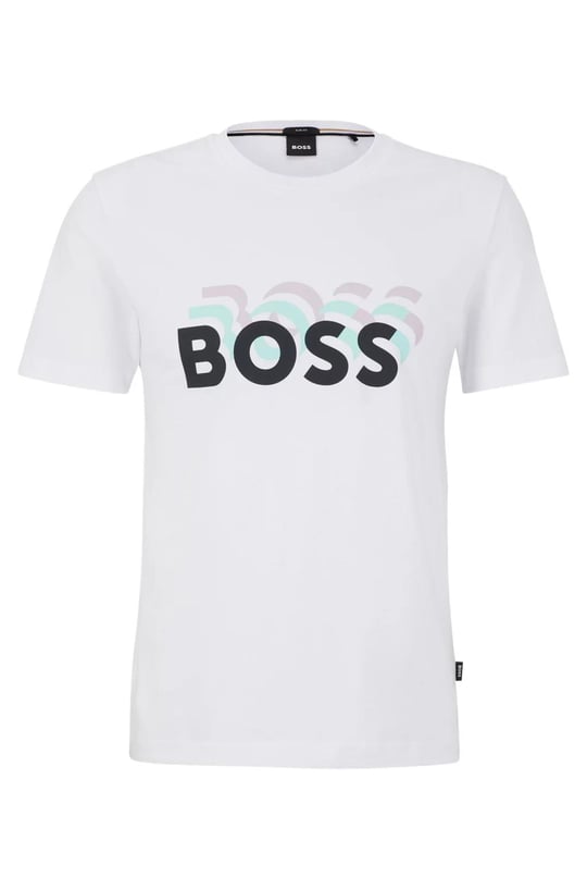 BOSS BOSS Erkek Marka Logolu Yavarlak Yakalı Pamuklu Günlük Kullanım Beyaz T-Shirt 50489581-100