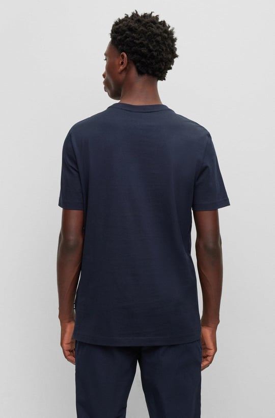 BOSS BOSS Erkek Marka Logolu Yavarlak Yakalı Pamuklu Günlük Kullanım Lacivert T-Shirt 50489581-404