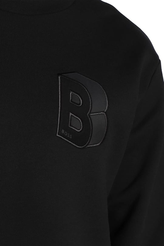 BOSS BOSS Erkek Marka Logolu Yuvarlak Yaka Uzun Kollu Siyah Sweatshirt 50481578-001