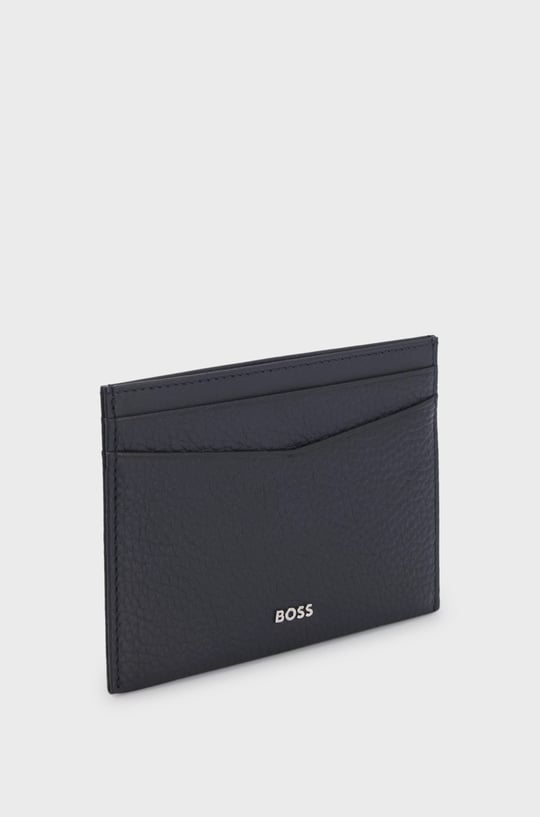 BOSS  BOSS Erkek Metalik Logo Detaylı Kabartmalı Hakiki Deri Yüzeyli Lacivert Kartlık 50548806-410