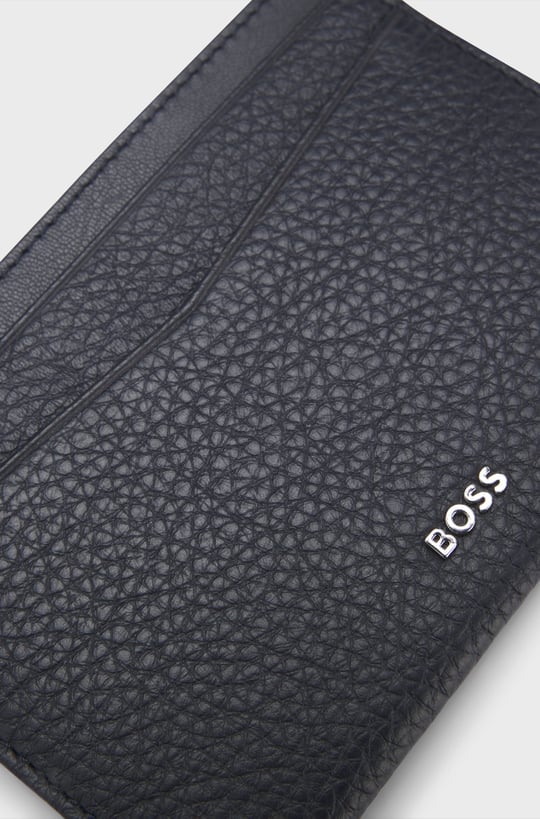 BOSS  BOSS Erkek Metalik Logo Detaylı Kabartmalı Hakiki Deri Yüzeyli Lacivert Kartlık 50548806-410