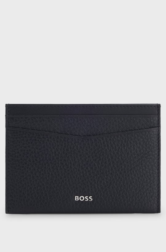BOSS  BOSS Erkek Metalik Logo Detaylı Kabartmalı Hakiki Deri Yüzeyli Lacivert Kartlık 50548806-410