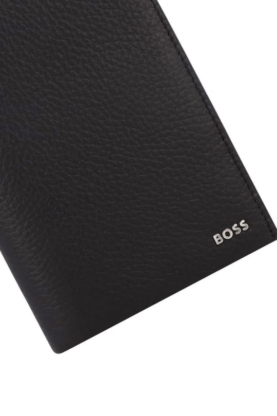 BOSS  BOSS Erkek Metalik Logo Kabartmalı Ekstra Kart Bölmeli Fermuar Cepli Siyah Cüzdan 50548793-001