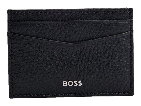 BOSS BOSS Erkek Metalik Logo Kabartmalı Para Klipsli Deri Siyah Kartlık 50529503-001