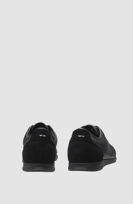 BOSS  BOSS Erkek Monogram Logo Desenli Düşük Bilekli Rahat Taban Siyah Sneaker 50557877-005