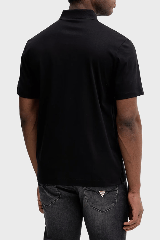 BOSS  BOSS Erkek Monogram Logo Kabartmalı Normal Kalıp Yumuşak Pamuklu Kısa Kollu Siyah Polo Yaka T-Shirt 50555829-001