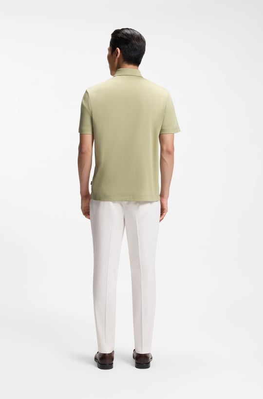BOSS  BOSS Erkek Monogram Logo Kabartmalı Normal Kalıp Yumuşak Pamuklu Kısa Kollu Açık Yeşil2 Polo Yaka T-Shirt 50555829-254