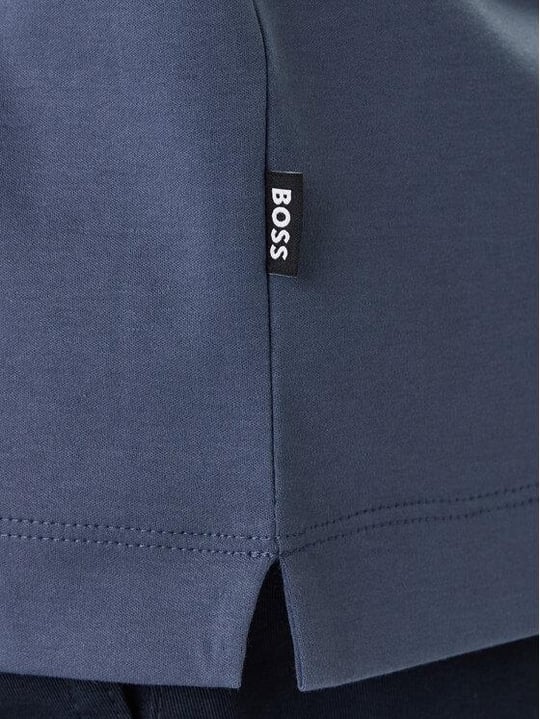BOSS  BOSS Erkek Monogram Logo Kabartmalı Normal Kalıp Yumuşak Pamuklu Kısa Kollu Mavi Polo Yaka T-Shirt 50555829-468