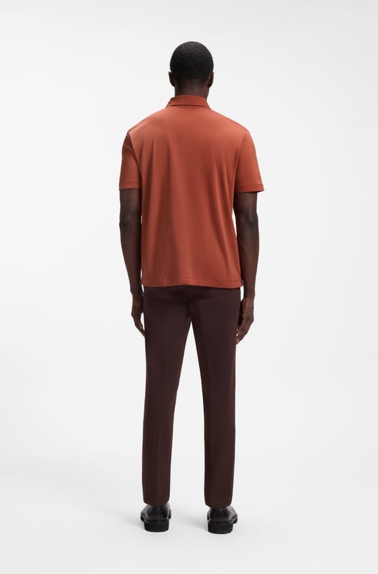 BOSS  BOSS Erkek Monogram Logo Kabartmalı Normal Kalıp Yumuşak Pamuklu Kısa Kollu Turuncu Polo Yaka T-Shirt 50555829-608