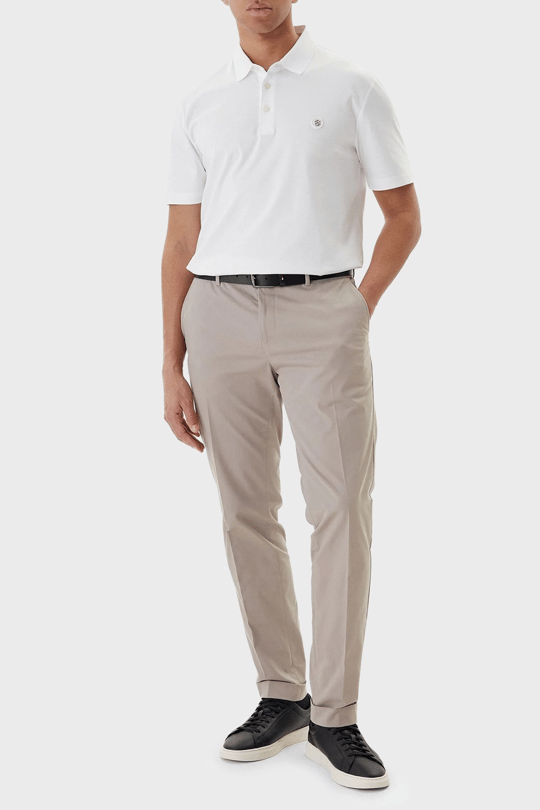 BOSS  BOSS Erkek Monogram Logo Kabartmalı Normal Kalıp Yumuşak Pamuklu Kısa Kollu Beyaz Polo Yaka T-Shirt 50555829-100