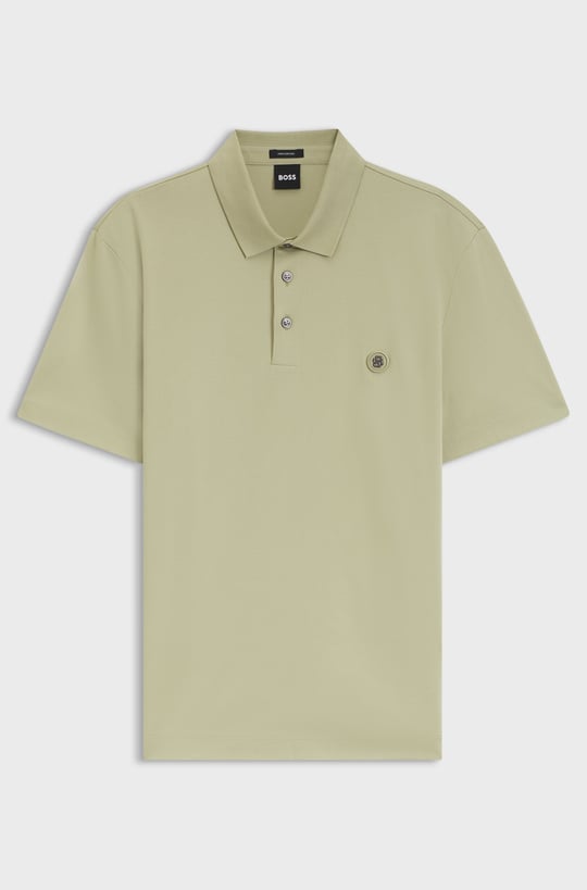 BOSS  BOSS Erkek Monogram Logo Kabartmalı Normal Kalıp Yumuşak Pamuklu Kısa Kollu Açık Yeşil2 Polo Yaka T-Shirt 50555829-254