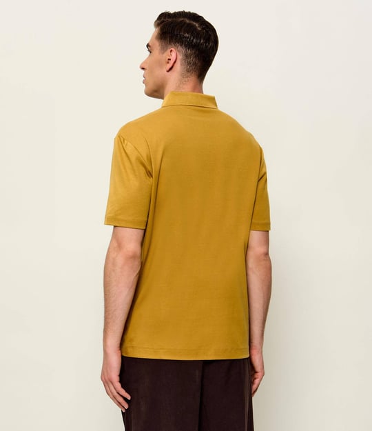 BOSS  BOSS Erkek Monogram Logo Kabartmalı Normal Kalıp Yumuşak Pamuklu Kısa Kollu Sarı Polo Yaka T-Shirt 50555829-714