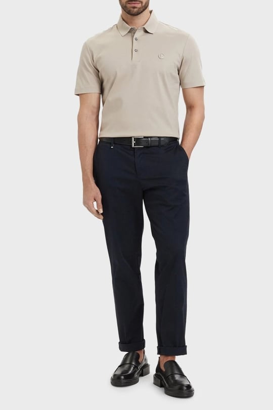 BOSS  BOSS Erkek Monogram Logo Kabartmalı Normal Kalıp Yumuşak Pamuklu Kısa Kollu Bej Polo Yaka T-Shirt 50555829-286