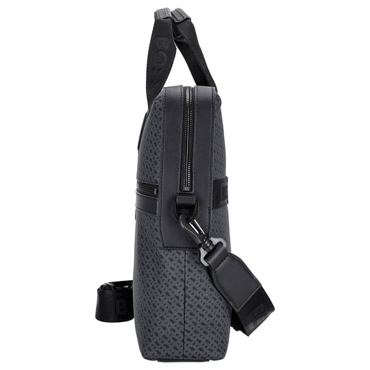 BOSS  BOSS Erkek Monogram Logolu Fermuarlı İç Cepli Çıkarılabilir Uzun Askılı Gri Laptop & Evrak Çantası 50568369-001