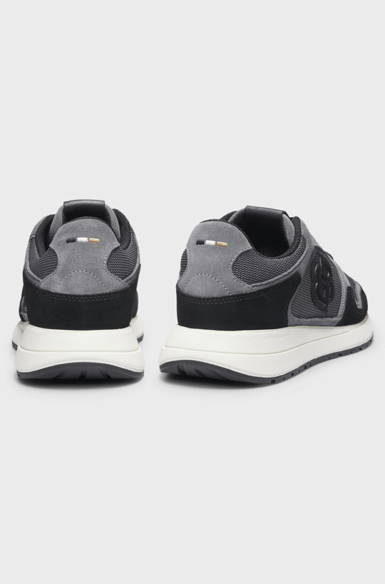 BOSS  BOSS Erkek Monogram Logolu Nefes Alabilen Tasarımlı Deri Gri Sneaker 50554612-022