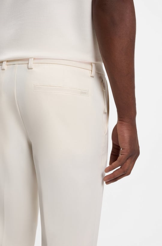 BOSS  BOSS Erkek Normal Bel Daralan Paça Düz Model Cep Detay Ekru Pantolon 50543945-118