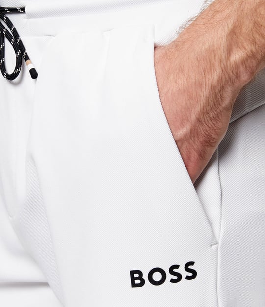 BOSS  BOSS Erkek Normal Bel Uzun Dar Paça Cep Detay Düz Model Beyaz Eşofman Altı 50554379-100