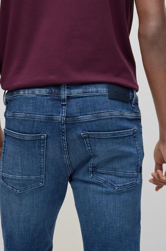 BOSS BOSS Erkek Normal Belli Dar Kesim Düz Paça Lacivert Jeans 50483899-423