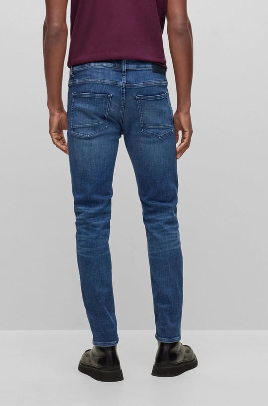 BOSS BOSS Erkek Normal Belli Dar Kesim Düz Paça Lacivert Jeans 50483899-423