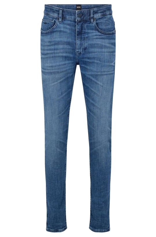 BOSS BOSS Erkek Normal Belli Dar Kesim Düz Paça Lacivert Jeans 50483899-423