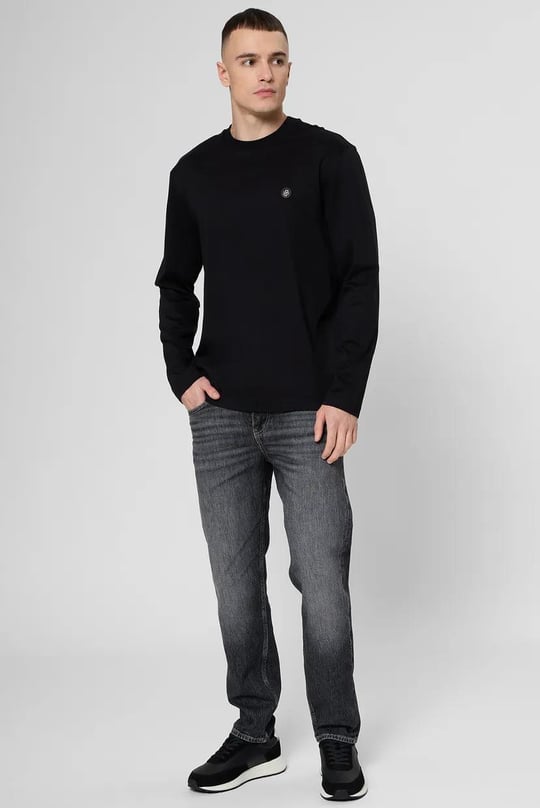 BOSS  BOSS Erkek Normal Kalıp %100 Pamuklu Logo Baskılı Uzun Kollu Siyah Sweatshirt 50555107-001
