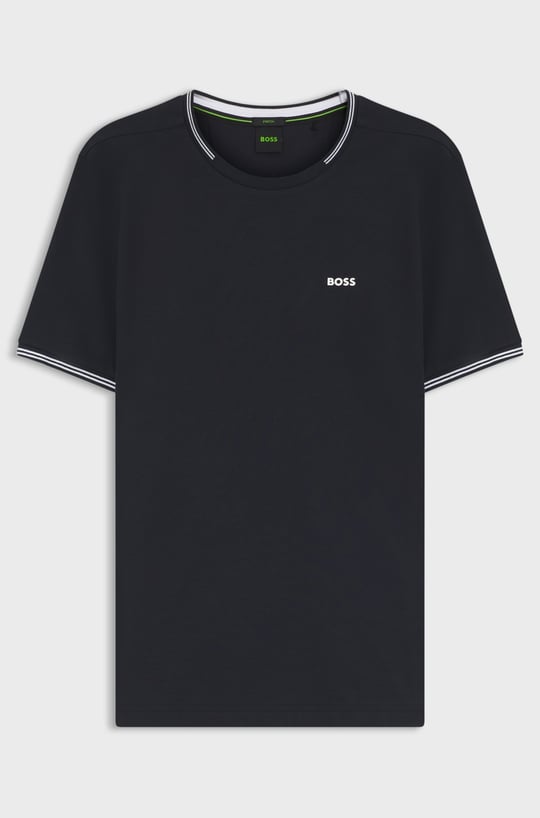 BOSS  BOSS Erkek Normal Kalıp Çizgili Bisiklet Yakalı Esnek Pamuklu Kısa Kollu Lacivert T-Shirt 50521245-402