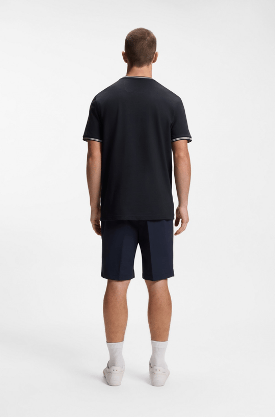 BOSS  BOSS Erkek Normal Kalıp Çizgili Bisiklet Yakalı Esnek Pamuklu Kısa Kollu Lacivert T-Shirt 50521245-402