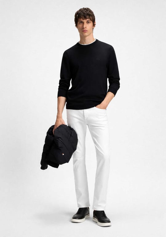 BOSS  BOSS Erkek Normal Kalıp Düz Paça Beyaz Jeans 50550942-100