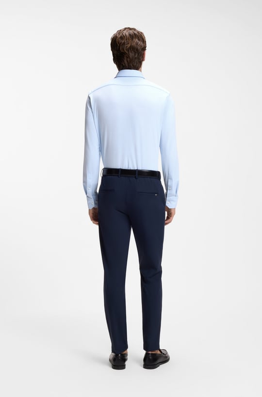 BOSS  BOSS Erkek Normal Kalıp İnce Çizgi Desenli Uzun Kollu Açık Mavi Gömlek 50567197-450