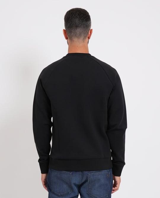BOSS  BOSS Erkek Normal Kalıp Logo Baskılı Pamuklu Uzun Kollu Siyah T-Shirt 50565307-001