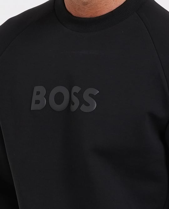 BOSS  BOSS Erkek Normal Kalıp Logo Baskılı Pamuklu Uzun Kollu Siyah T-Shirt 50565307-001