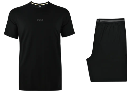 BOSS  BOSS Erkek Normal Kalıp Logo Detaylı Beli Lastikli Esnek Dokuma Kumaş Siyah Pijama Takımı 50561525-001
