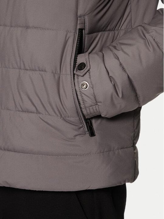 BOSS  BOSS Erkek Normal Kalıp Logo Detaylı Su İtici Kumaş Dik Yaka Uzun Kollu Gri Mont 50519237-212