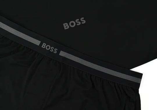BOSS  BOSS Erkek Normal Kalıp Logo Detaylı Beli Lastikli Esnek Dokuma Kumaş Siyah Pijama Takımı 50561525-001