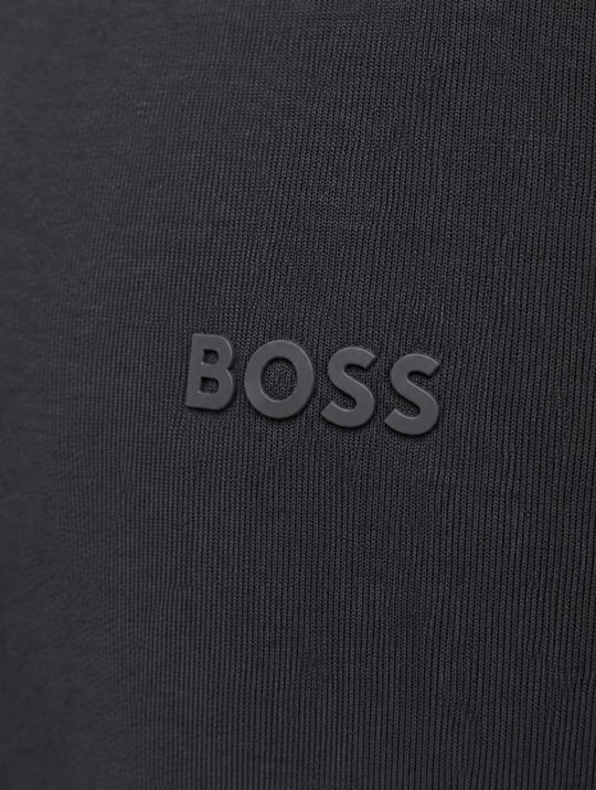 BOSS  BOSS Erkek Normal Kalıp Logo Detaylı Dik Yakalı Kısa Kollu Siyah T-Shirt 50563967-001