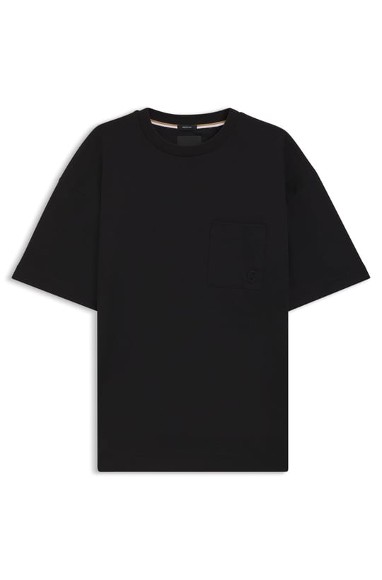 BOSS BOSS Erkek Normal Kalıp Merserize Pamuklu Yuvarlak Yakalı Kısa Kollu Siyah T-Shirt 50544106-001