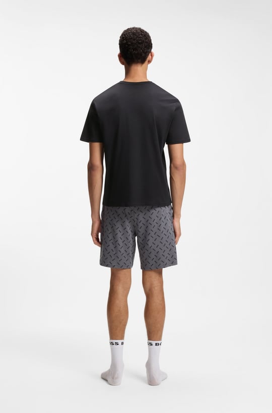 BOSS  BOSS Erkek Normal Kalıp Pamuklu Logo Detaylı Koyu Gri Pijama Takımı 50557174-026
