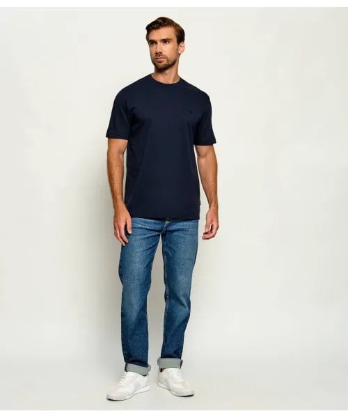BOSS  BOSS Erkek Normal Kalıp Yuvarlak Yakalı Logo İşlemeli Yuvarlak Yakalı Pamuklu Kısa Kollu Lacivert T-Shirt 50570889-404