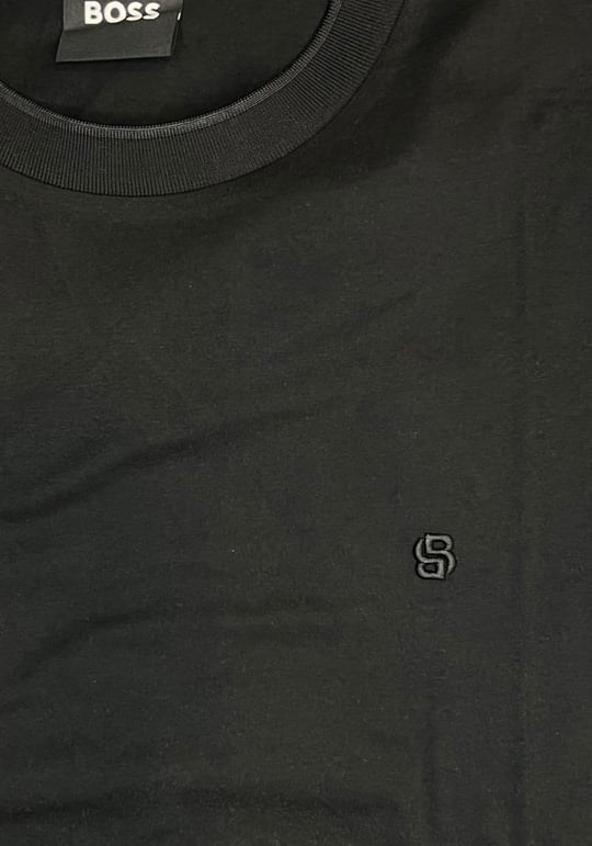 BOSS  BOSS Erkek Normal Kalıp Yuvarlak Yakalı Logo İşlemeli Yuvarlak Yakalı Pamuklu Kısa Kollu Siyah T-Shirt 50570889-001